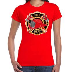 Foto van Carnaval brandweervrouw / brandweer shirt / kostuum rood voor dames 2xl - feestshirts