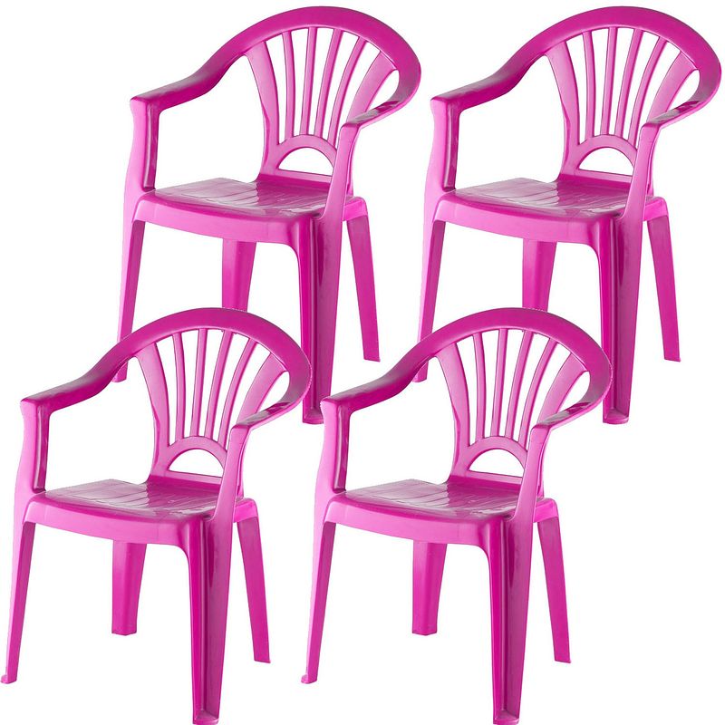 Foto van 4x stuks kinderstoelen fuchsia roze kunststof 37 x 31 x 51 cm - kinderstoelen