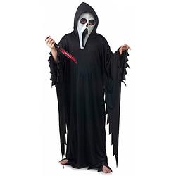 Foto van Halloween zwart scream verkleed kostuum/gewaad voor kinderen 152 - carnavalskostuums