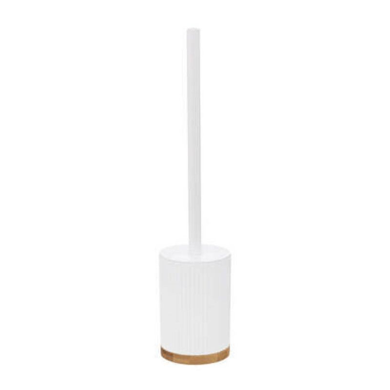 Foto van Wc-/toiletborstel met houder rond wit polyresin/steen 40 cm - toiletborstels