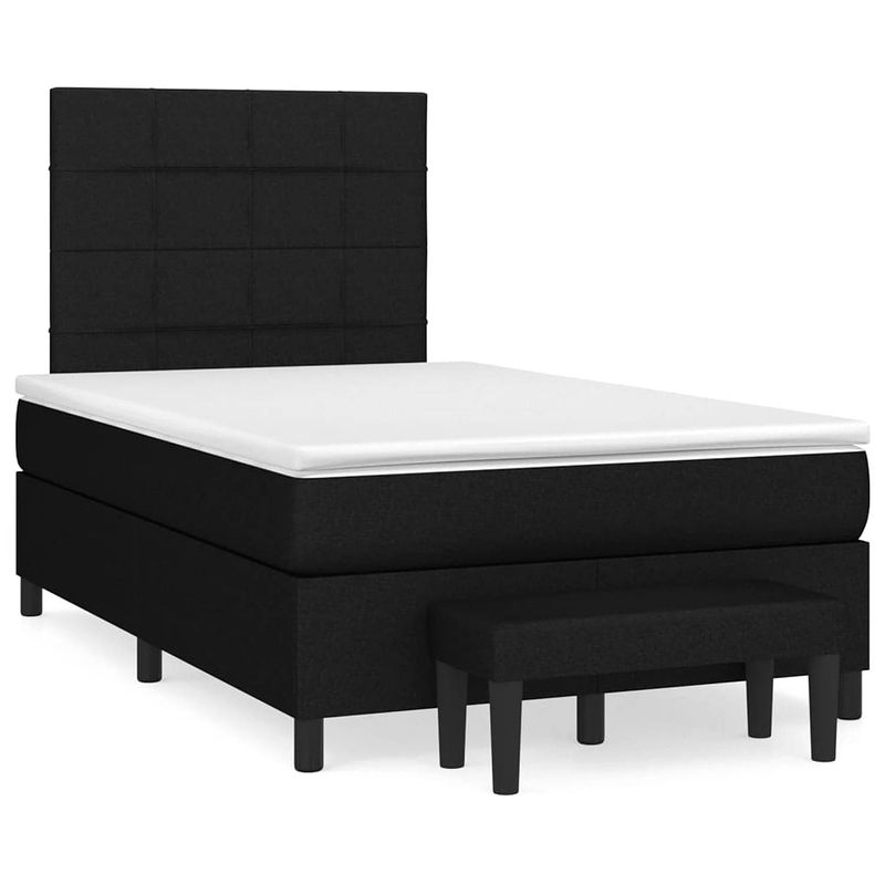 Foto van The living store boxspringbed zwart - 203x120x118/128 cm - inclusief matras en topmatras