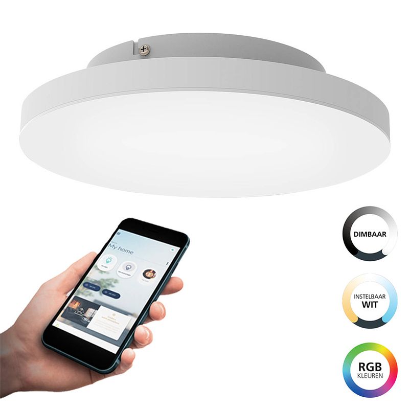 Foto van Eglo connect.z turcona-z smart plafondlamp - ø 30 cm - wit - instelbaar rgb & wit licht - dimbaar - zigbee