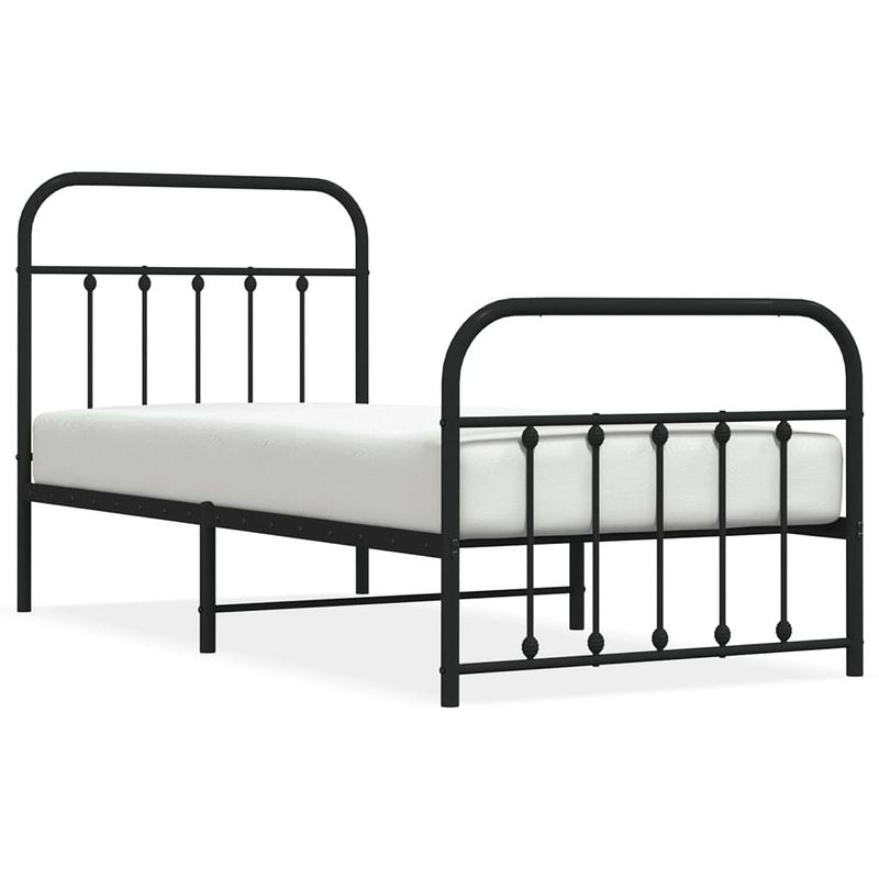 Foto van The living store metalen bedframe - zwart - 196 x 95 x 100 cm - robuuste constructie