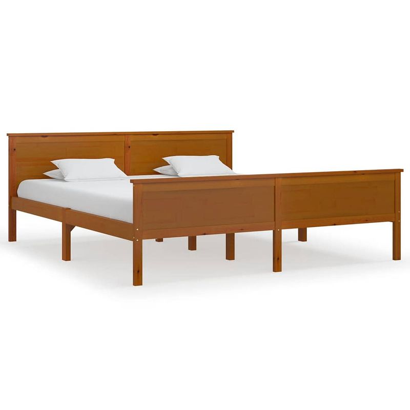 Foto van The living store bedframe grenenhout - honingbruin - 208x188x77 cm - stevige lattenbodem