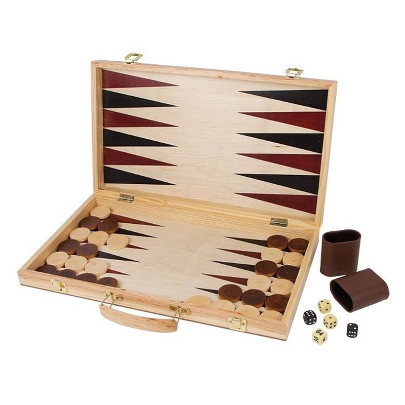 Foto van Small foot speelkoffer schaak- en backgammon 52 cm hout naturel