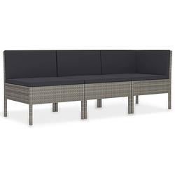 Foto van Vidaxl 3-delige loungeset met kussens poly rattan grijs