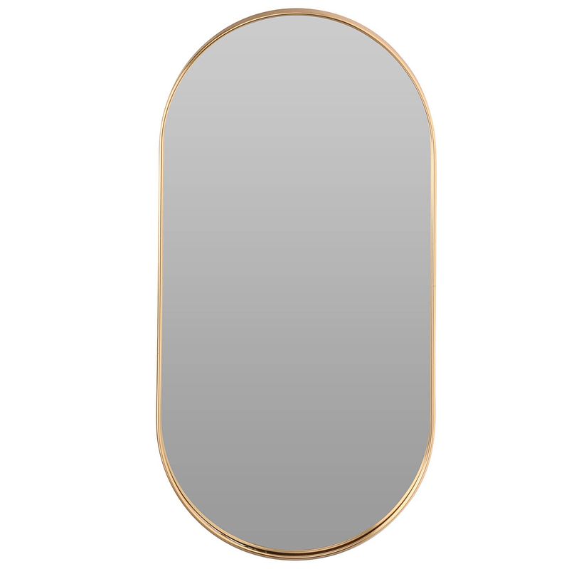 Foto van Home & styling ovale wandspiegel - goud - metalen frame - 72 x 32 cm - spiegels