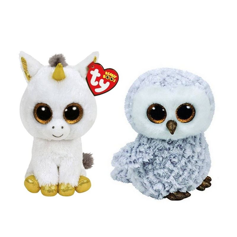 Foto van Ty - knuffel - beanie boo's - pegasus unicorn & owlette owl