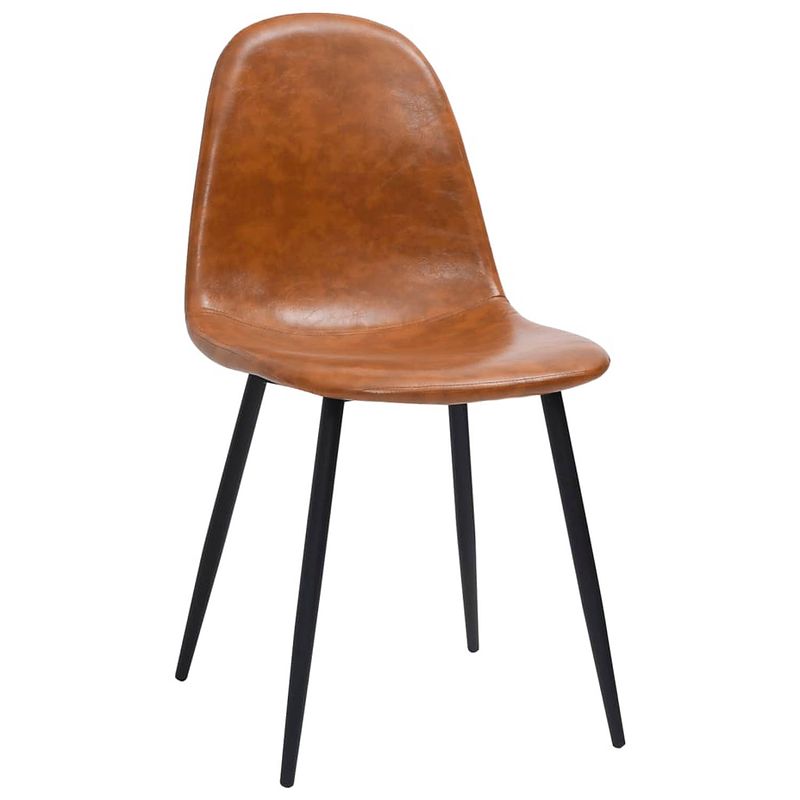 Foto van The living store eetkamerstoelen - kunstleer - 45 x 54.5 x 87 cm - glanzend bruin - set van 6