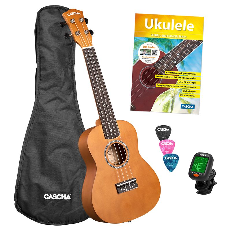 Foto van Cascha cuc100s concert ukelele set bruin