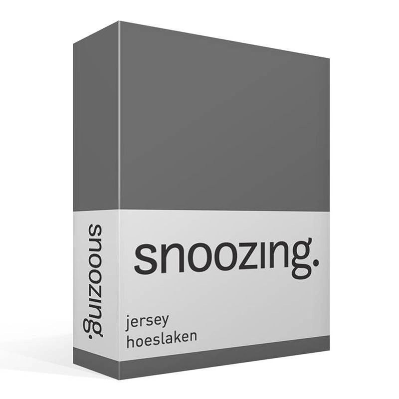 Foto van Snoozing jersey hoeslaken - 100% gebreide jersey katoen - lits-jumeaux (160x210/220 cm) - antraciet