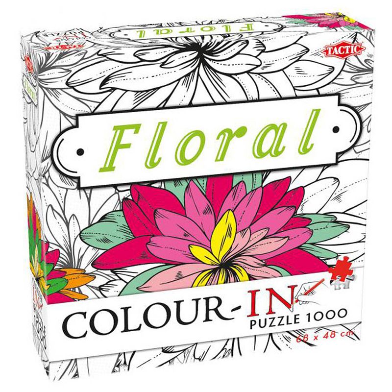 Foto van Tactic puzzel colour-in bloemen - 1000 stukjes