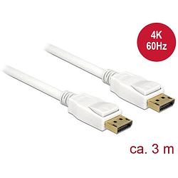 Foto van Delock displayport aansluitkabel displayport stekker, displayport stekker 3.00 m wit 84878 vergulde steekcontacten displayport-kabel