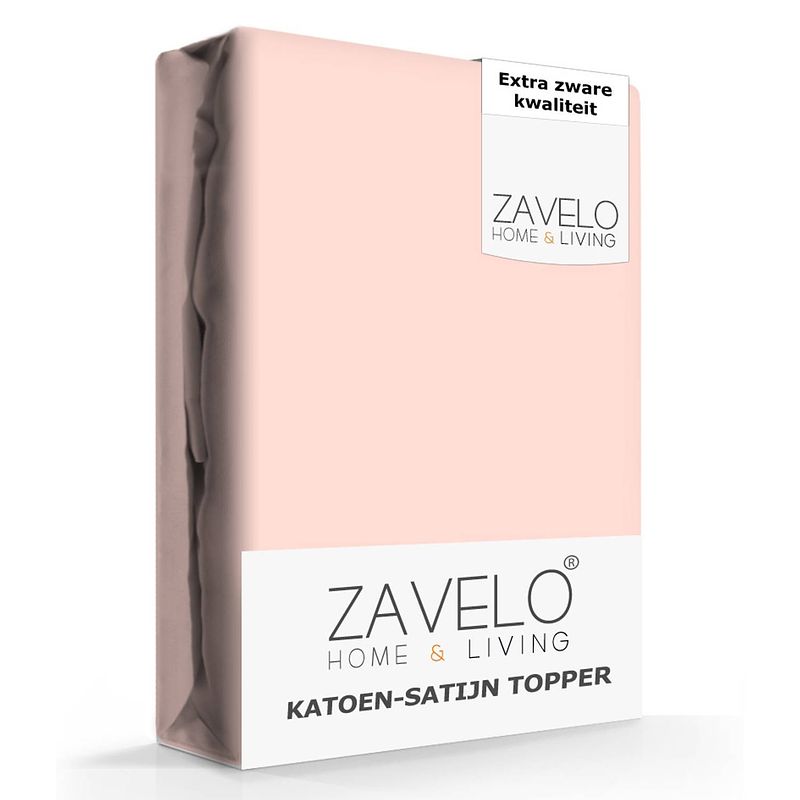 Foto van Zavelo deluxe katoen-satijn topper hoeslaken roze-2-persoons (140x200 cm)