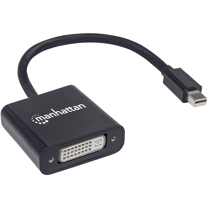 Foto van Manhattan 322485 mini-displayport adapter [1x mini-displayport stekker - 1x dvi-bus 24+5-polig] zwart afgeschermd, ul gecertificeerd 15.00 cm