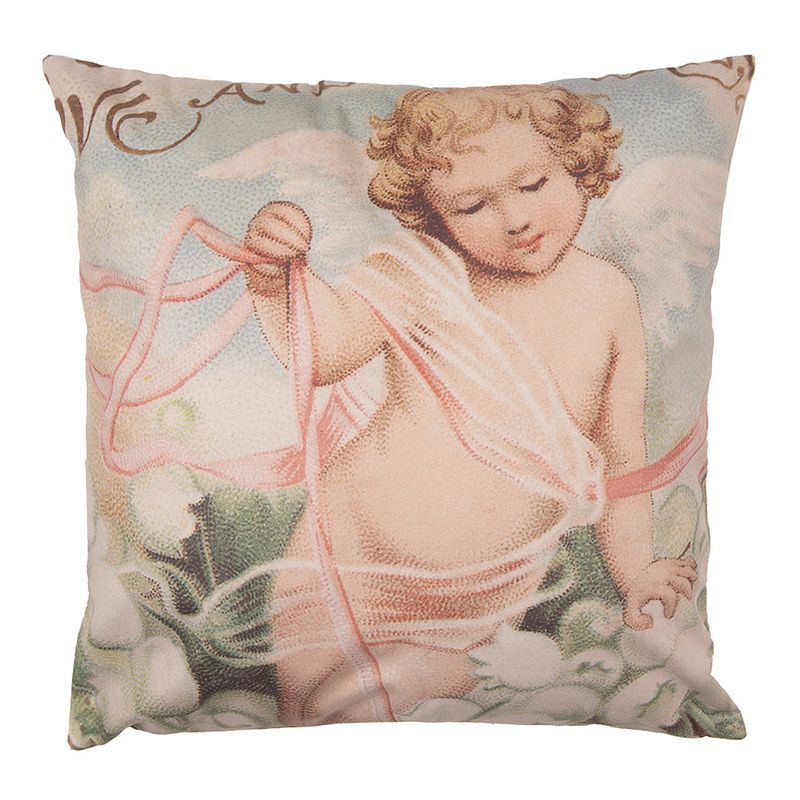 Foto van Haes deco - kerst kussenhoes 45x45 cm - roze - collectie: sweet and cosy - sierkussen, kussenhoes