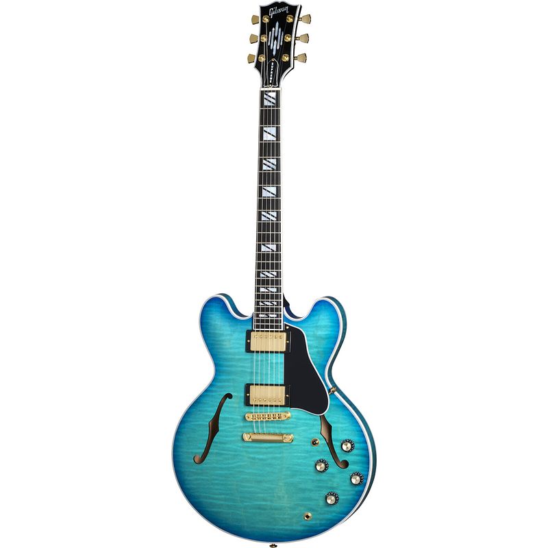 Foto van Gibson es supreme blueberry burst semi-akoestische gitaar met hardshell case