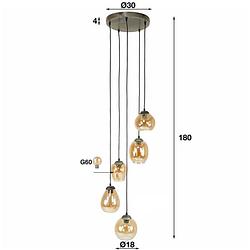 Foto van Hoyz - hanglamp 5l mix - getrapt mix - amberkleurig glas