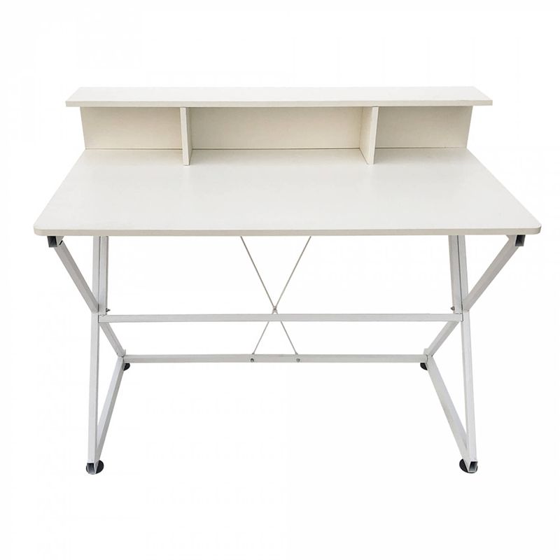 Foto van Bureau tafel computer laptop stoer - industrieel moderne stijl - 110 cm breed - wit