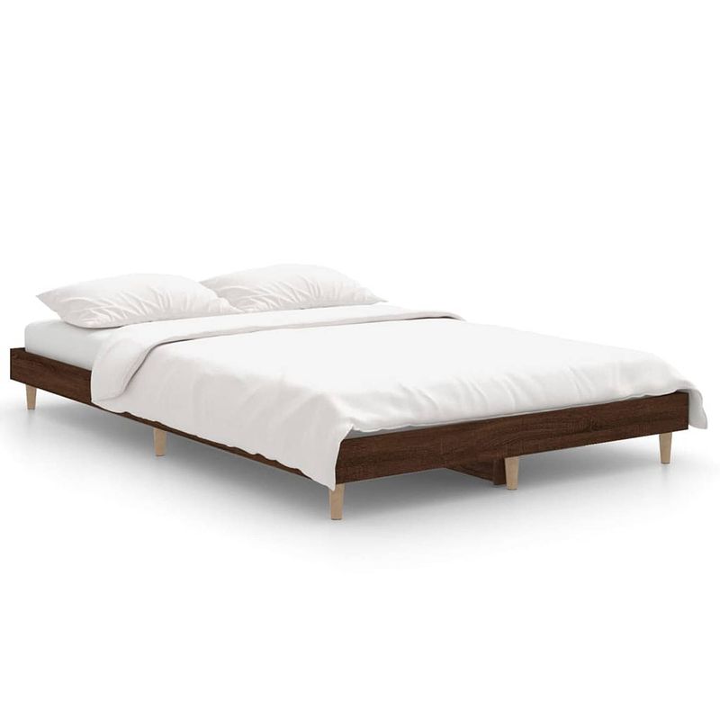 Foto van The living store bedframe - bruineiken - 193 x 123 x 20 cm - multiplex lattenbodem