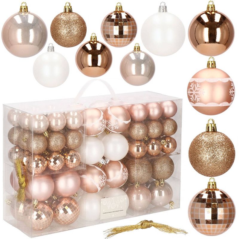 Foto van Kerstballen 86 stuks rosé/goud/roze/wit