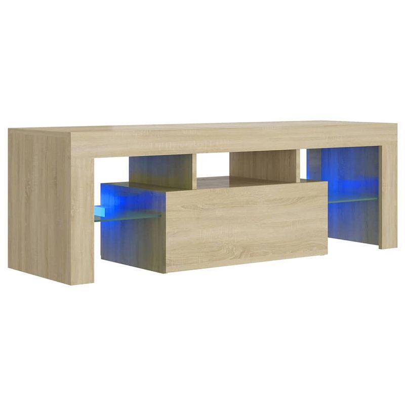 Foto van The living store tv-meubel nordic - tv-meubel - sonoma eiken - 120 x 35 x 40 cm - met rgb led-verlichting