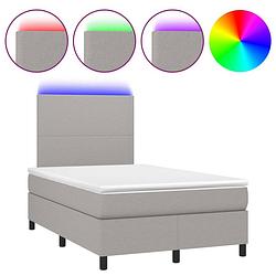 Foto van The living store boxspring bed - led - lichtgrijs - 203x120x128 cm - pocketvering matras - huidvriendelijk -