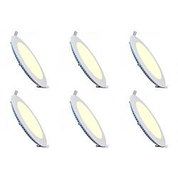 Foto van Led downlight slim 6 pack - inbouw rond 3w - warm wit 2700k - mat wit aluminium - ø83mm