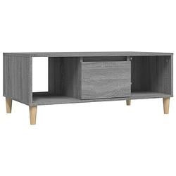 Foto van The living store salontafel - grijs sonoma eiken - bewerkt hout en massief eucalyptushout - 90 x 50 x 36.5 cm