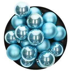 Foto van Decoris kleine kerstballen - 16x - ijs blauw - 4 cm -kunststof - kerstbal