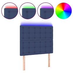 Foto van The living store led-hoofdeind - blauw - stof - 80 x 5 x 118/128 cm - verstelbaar