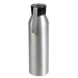 Foto van Aluminium waterfles/drinkfles zilver met grijze kunststof schroefdop 650 ml - drinkflessen