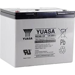 Foto van Yuasa rec80-12 loodaccu 12 v 80 ah loodvlies (agm) (b x h x d) 259 x 212 x 168 mm m6-schroefaansluiting geringe zelfontlading, onderhoudsarm, cyclusbestendig