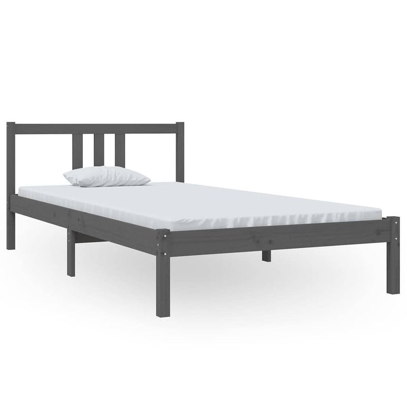 Foto van Vidaxl bedframe massief hout grijs 100x200 cm