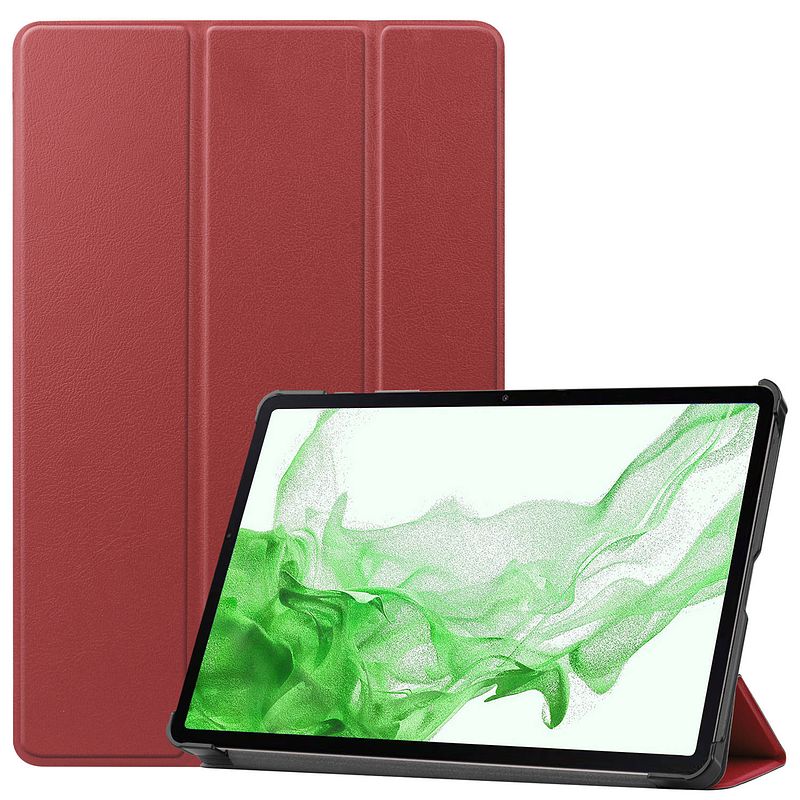 Foto van Basey samsung galaxy tab s8 hoesje kunstleer hoes case cover - donkerrood