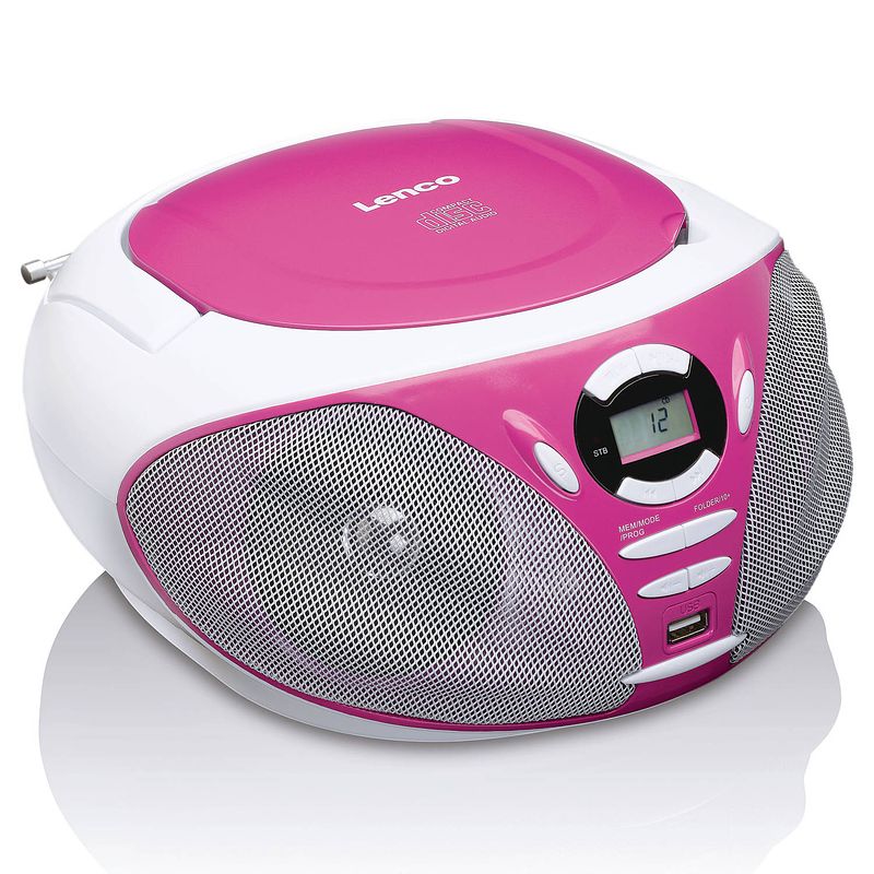 Foto van Portable radio mp3 cd usb lenco scd-300pk roze