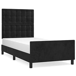 Foto van The living store bedframe fluweel - 90x200 cm zwart