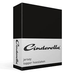 Foto van Cinderella jersey topper hoeslaken - 100% gebreide jersey katoen - lits-jumeaux (180x200/210 cm) - black