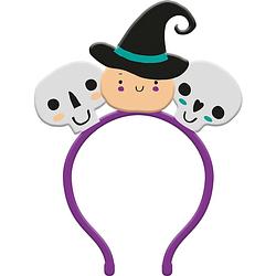 Foto van Folat halloween thema verkleed diadeem heks - one size - paars/zwart - kinderen - verkleedhoofddeksels