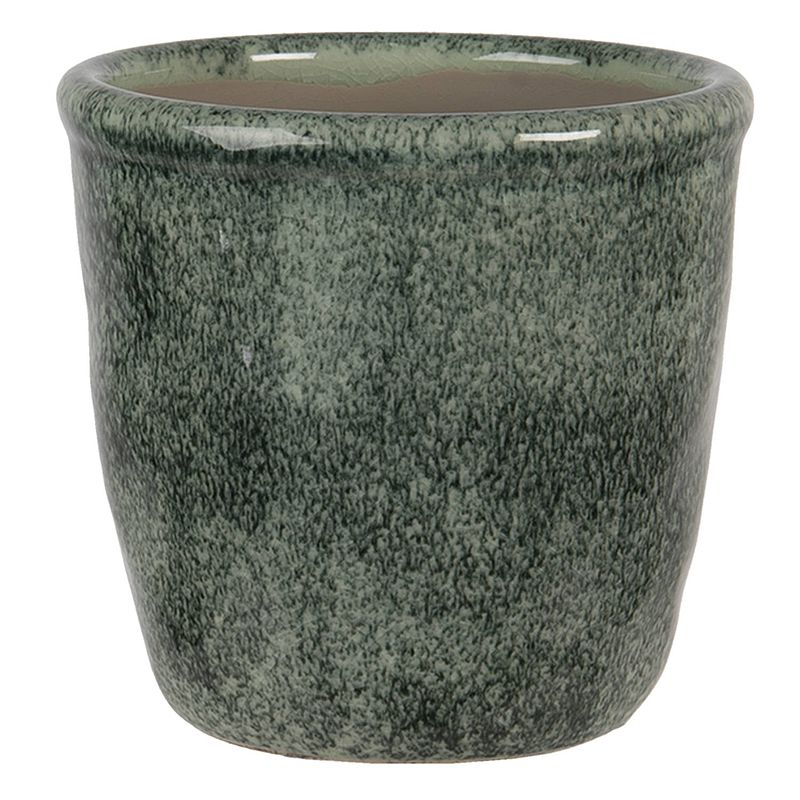 Foto van Clayre & eef bloempot ø 14*13 cm groen keramiek rond bloempot binnen plantenpot plant pot groen bloempot binnen