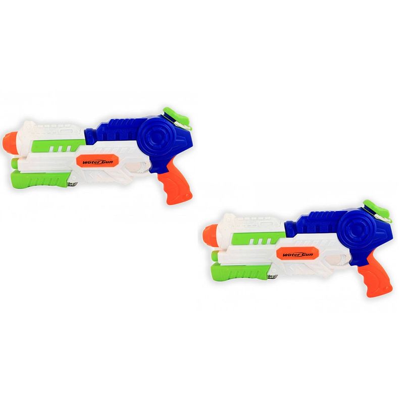 Foto van 2x waterpistool/waterpistolen gekleurd 42 cm - waterpistolen