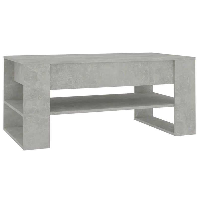 Foto van The living store salontafel betongrijs - bewerkt hout - 102 x 55 x 45 cm - opbergruimte