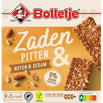 Foto van Bolletje zaden & pitten noten & sesam 9 x 2 stuks 225gg bij jumbo