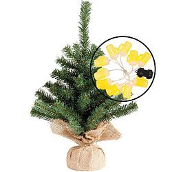 Foto van Mini kerstboom - groen - met bierpullen verlichting - h45 cm - kunstkerstboom