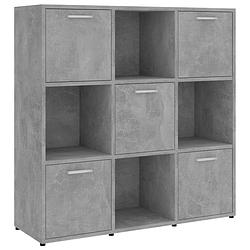 Foto van The living store boekenkast - betongrijs - 90 x 30 x 90 cm - 9 vakken (5 met deur)