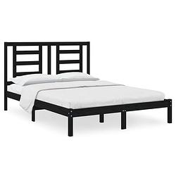 Foto van Vidaxl bedframe massief grenenhout zwart 135x190 cm 4ft6 double