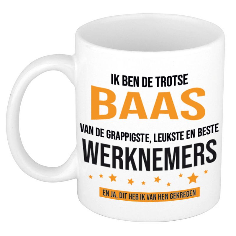 Foto van Trotse baas werknemers cadeau koffiemok / theebeker 300 ml - feest mokken