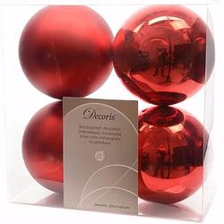 Foto van Ambiance christmas kerstboom decoratie kerstballen 10 cm rood 4 stuks - kerstbal