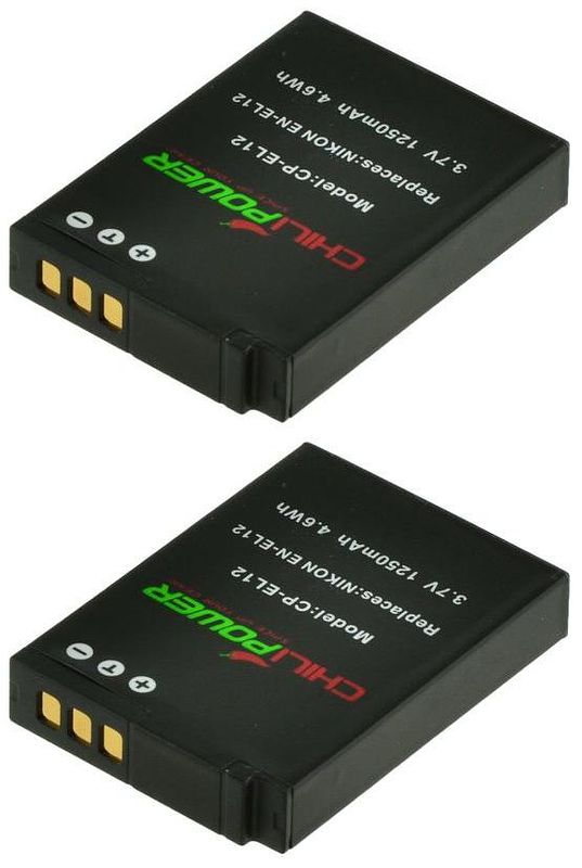 Foto van Chilipower en-el12 accu voor nikon - 1250mah - 2-pack