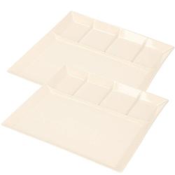 Foto van Svenska living set van 4x stuks fondueborden/gourmetborden 5-vaks wit aardewerk 24 cm - gourmetborden